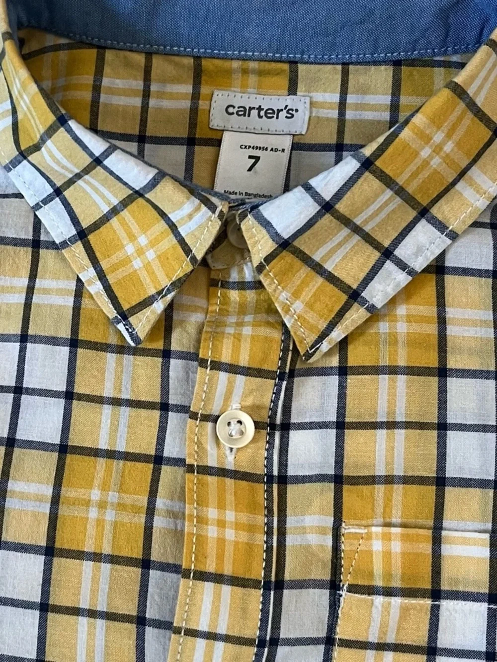Carter's Yellow and White Plaid Button-Down Shirt